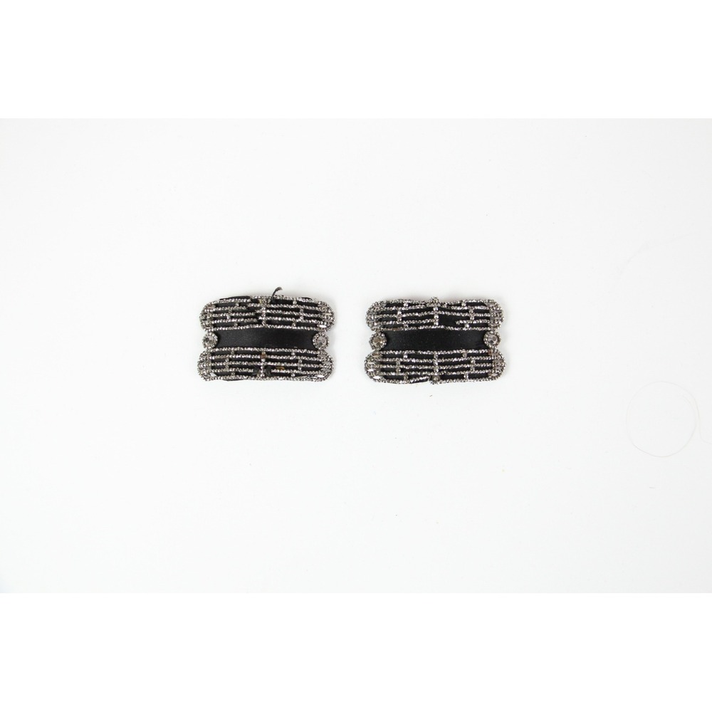 Vintage 1030s Art Deco Marcasite Beaded Music Staff Shoe Clips Black Satin